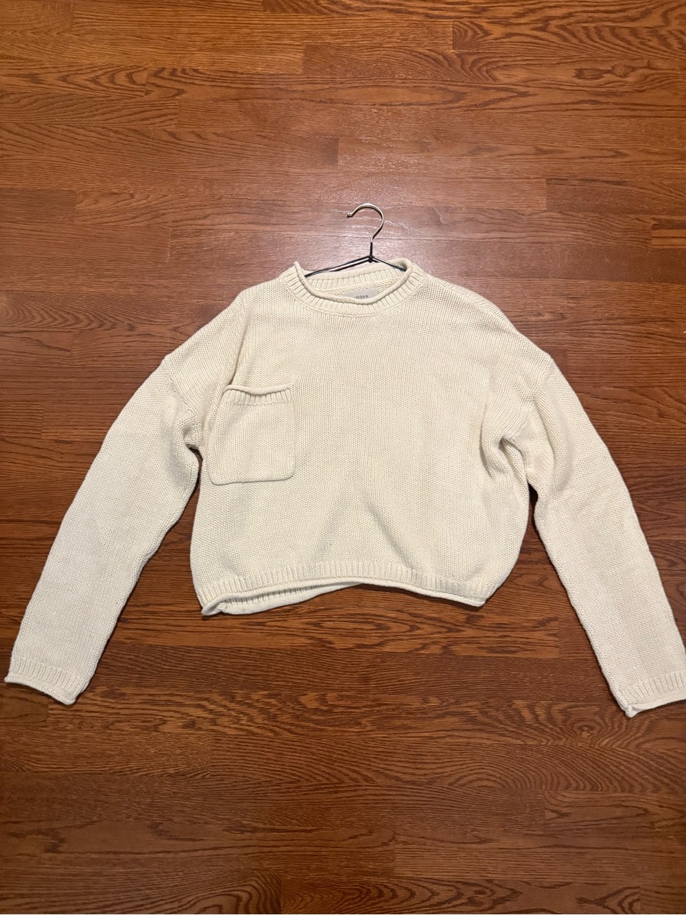 Urban Outfitters Cream Crewneck Sweater with Pocket